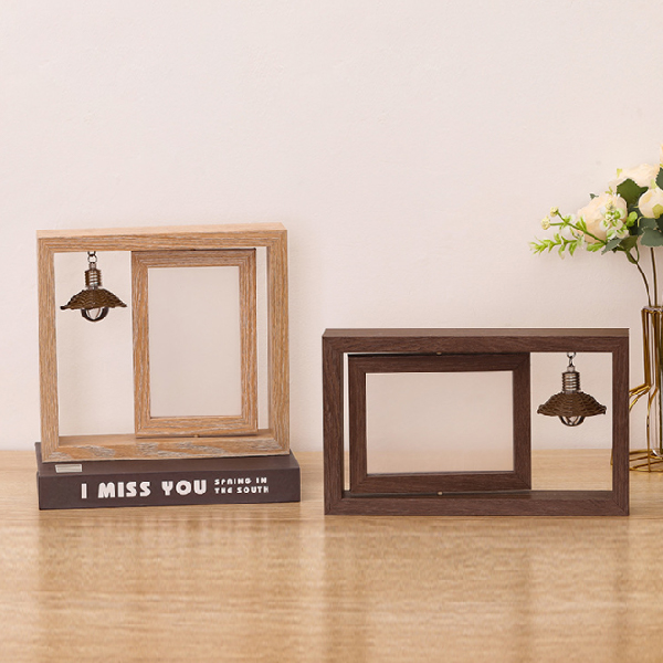 創意雙面旋轉木質相框