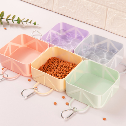 柔感矽膠方形折疊寵物碗