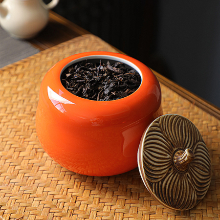 柿柿如意陶瓷茶葉罐