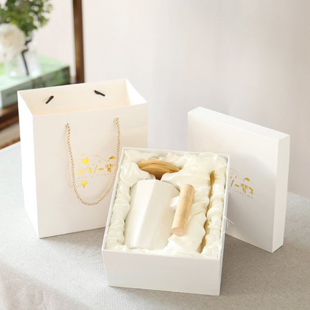 北歐風木質手柄陶瓷杯