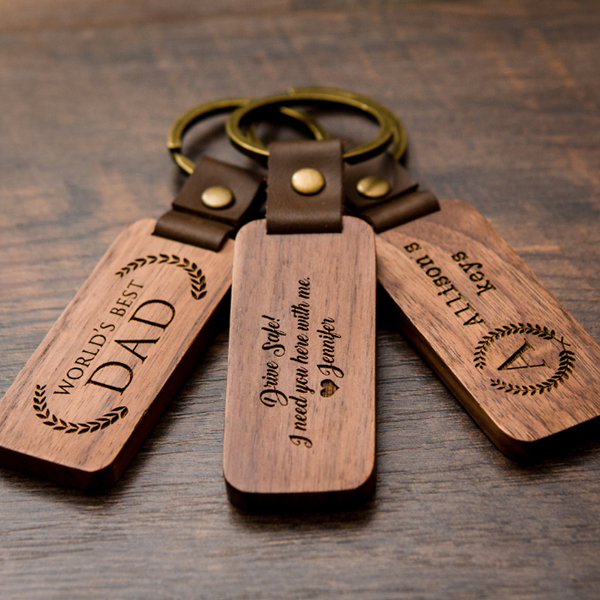 實木皮革鑰匙圈