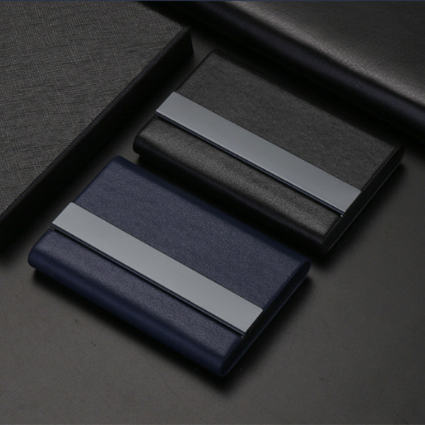 商務仿皮革鈦黑名片盒