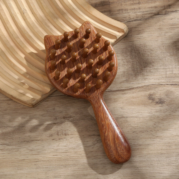 貓咪造型檀木按摩梳