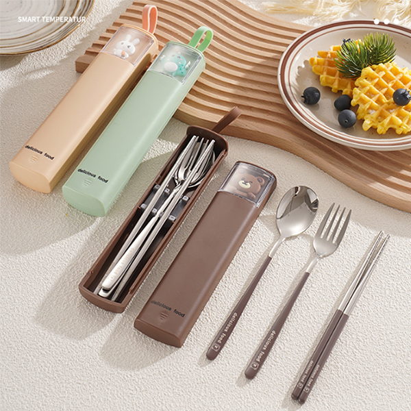 卡通便攜304不鏽鋼餐具套組