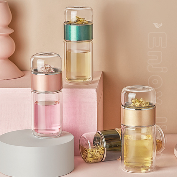 高質感玻璃茶水分離杯