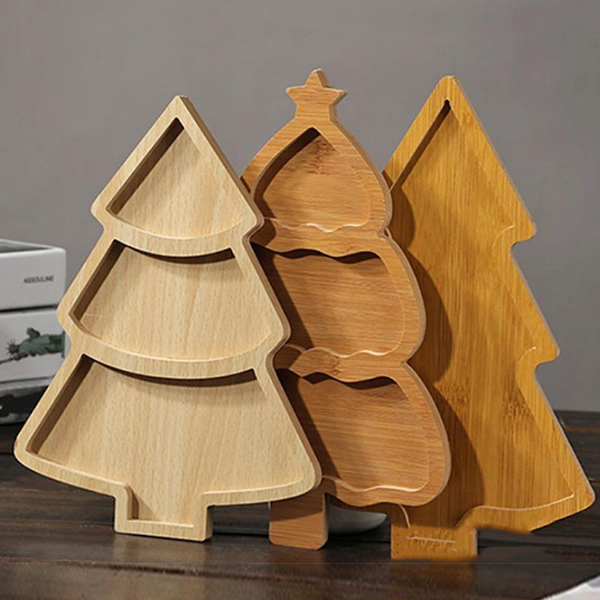 聖誕樹造型木質零食盤