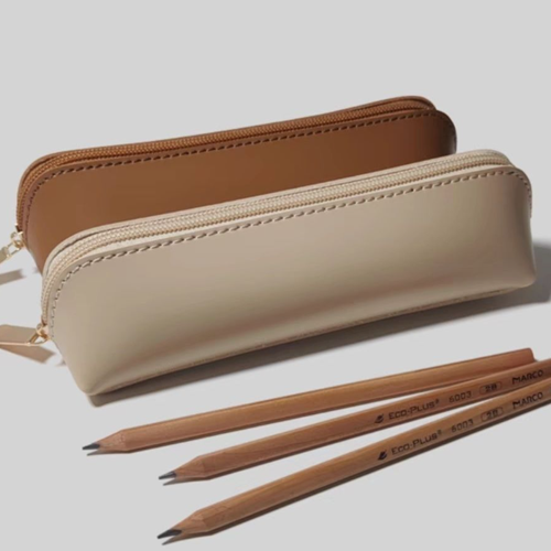 純色仿皮饅頭型文具筆袋