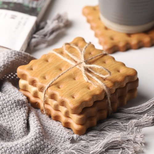 餅乾造型實木杯墊