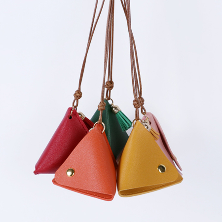 皮革三角粽子零錢包