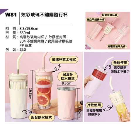 W81 玻璃不鏽鋼杯